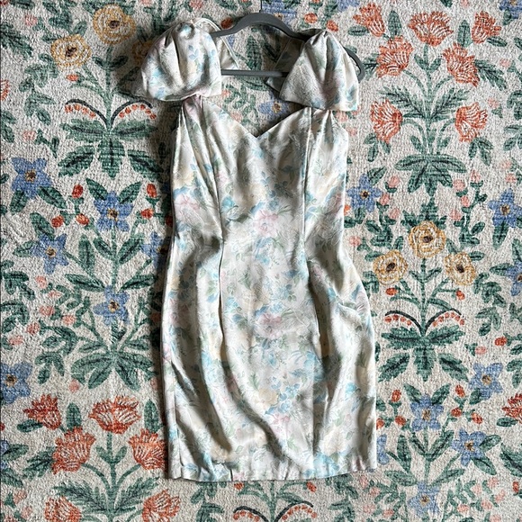 Jessica McClintock for Gunne Sax vintage pastel floral mini dress - Picture 1 of 4